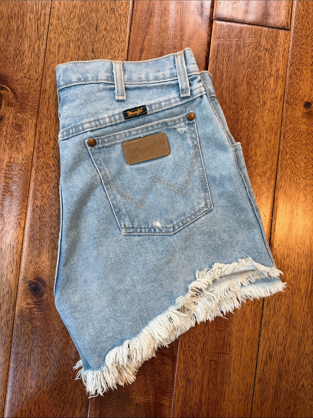 Wrangler Light Blue Frayed Hem Denim Shorts